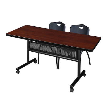 Kobe Rectangle FlipTop Table, 72" W, 29" H, Laminate Top, Cherry MKFTM7230CH47BK